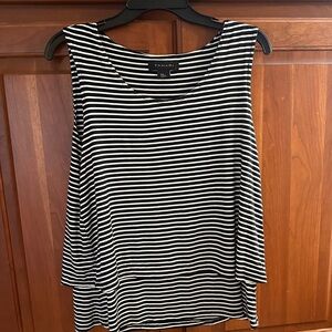 Tahari black and white Striped Tank Top